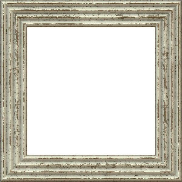 a white picture frame with a light brown border