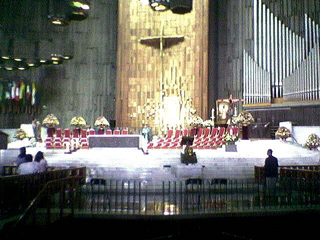 the church's organ and choir's are set up for the wedding