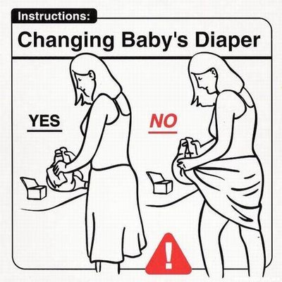 instructions for changing baby's diaper and feeding it