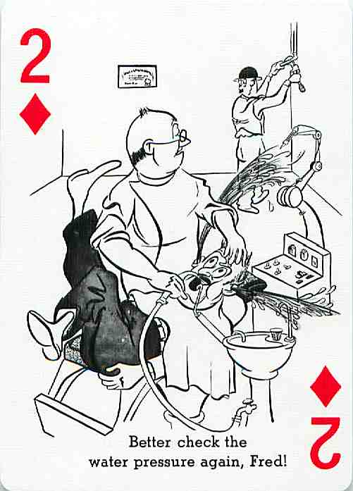 a hand of cards with a black and white illustration of a man working