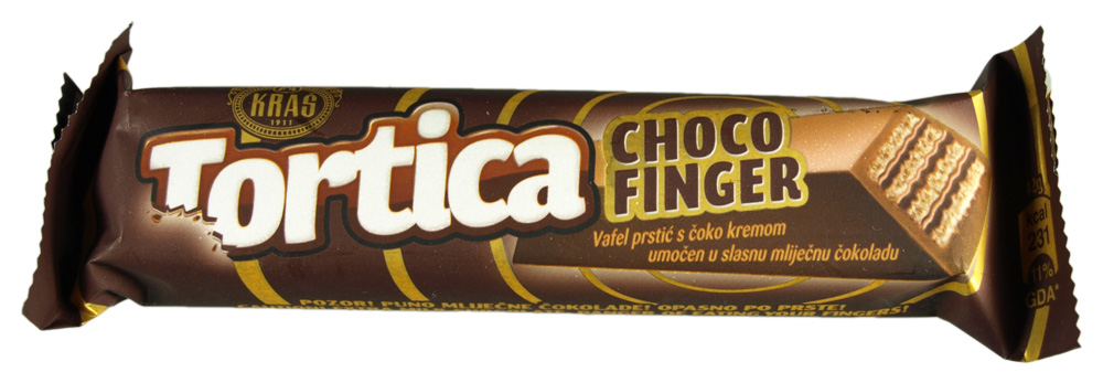 torta chocolate finger candy bar on a white background