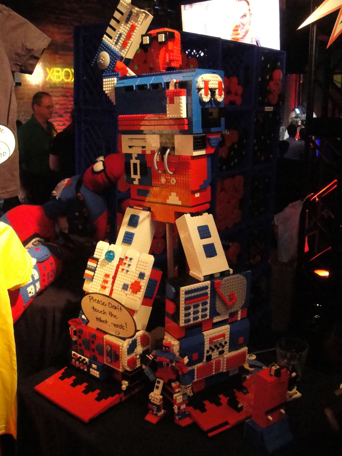 a toy robot made out of legos is shown at a store