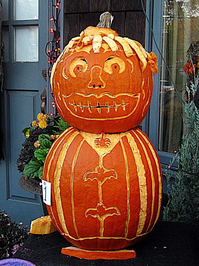 a pumpkin carved to look like a man