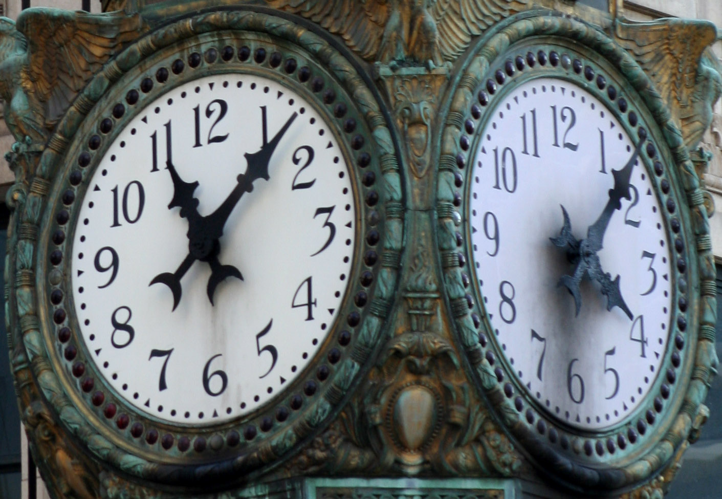 there are two large clocks that appear to be connected