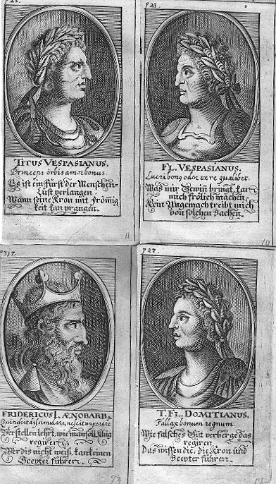 four portrait of three men from an old engraving