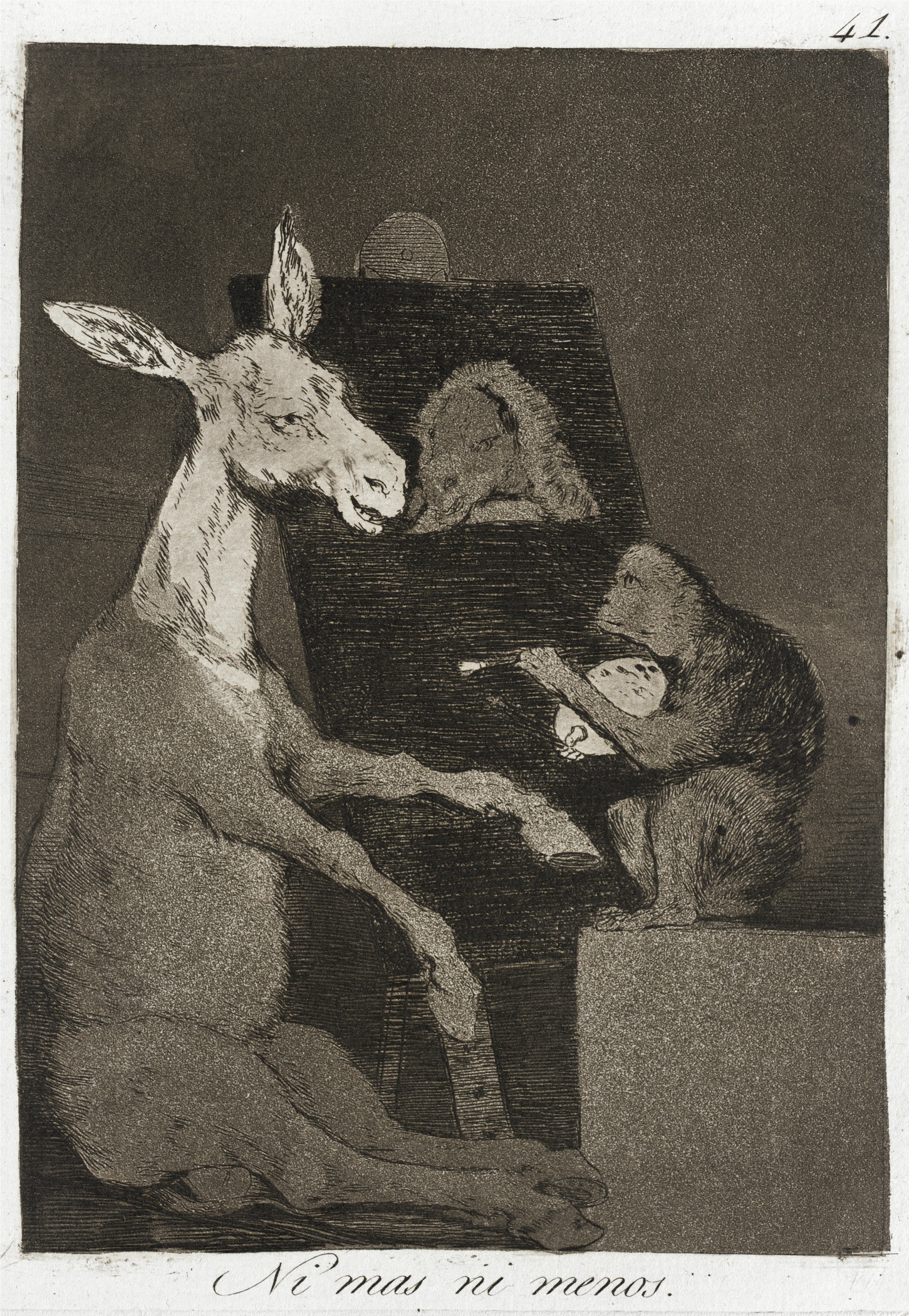 a drawing of a horse with a piano and person in the background