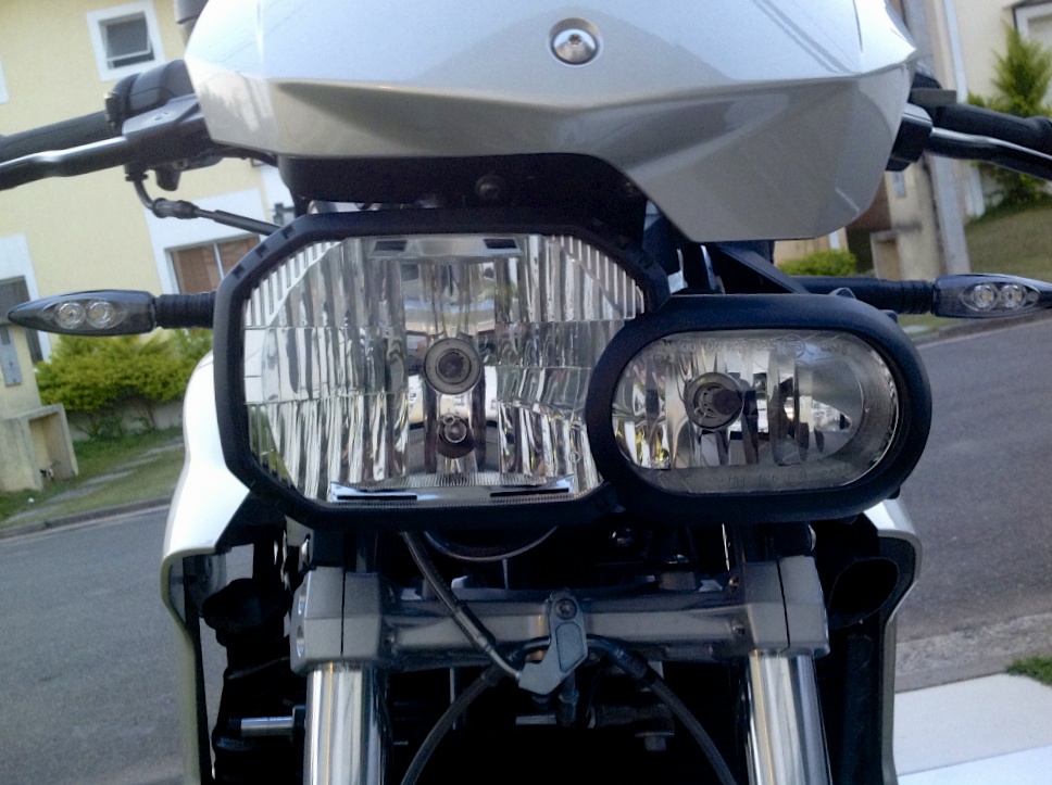 front view of a motorcycle near a house
