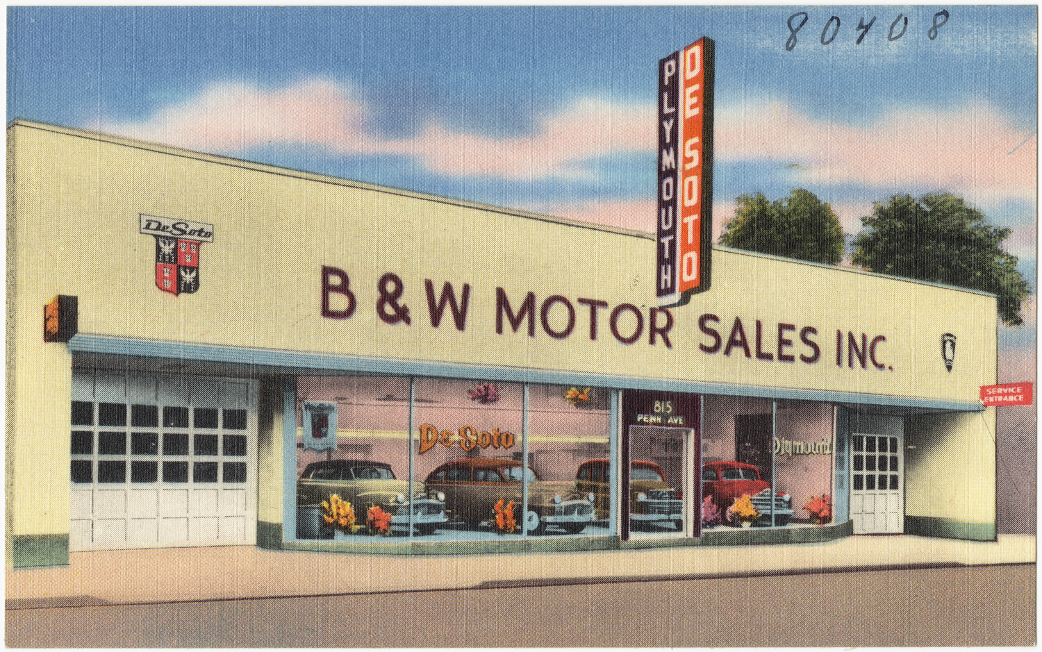 the exterior of a bmw sales in the early 1950's
