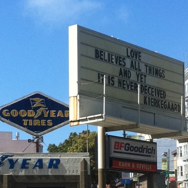 an outdoor business has been advertising a year after the goodyear tires