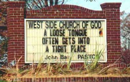 sign saying the way west side church of god