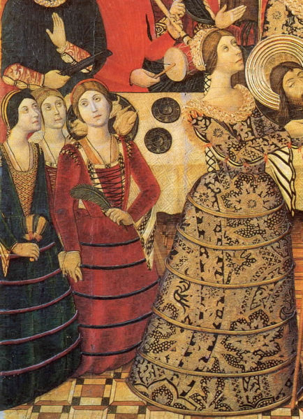a painting of women dressed in medieval attire
