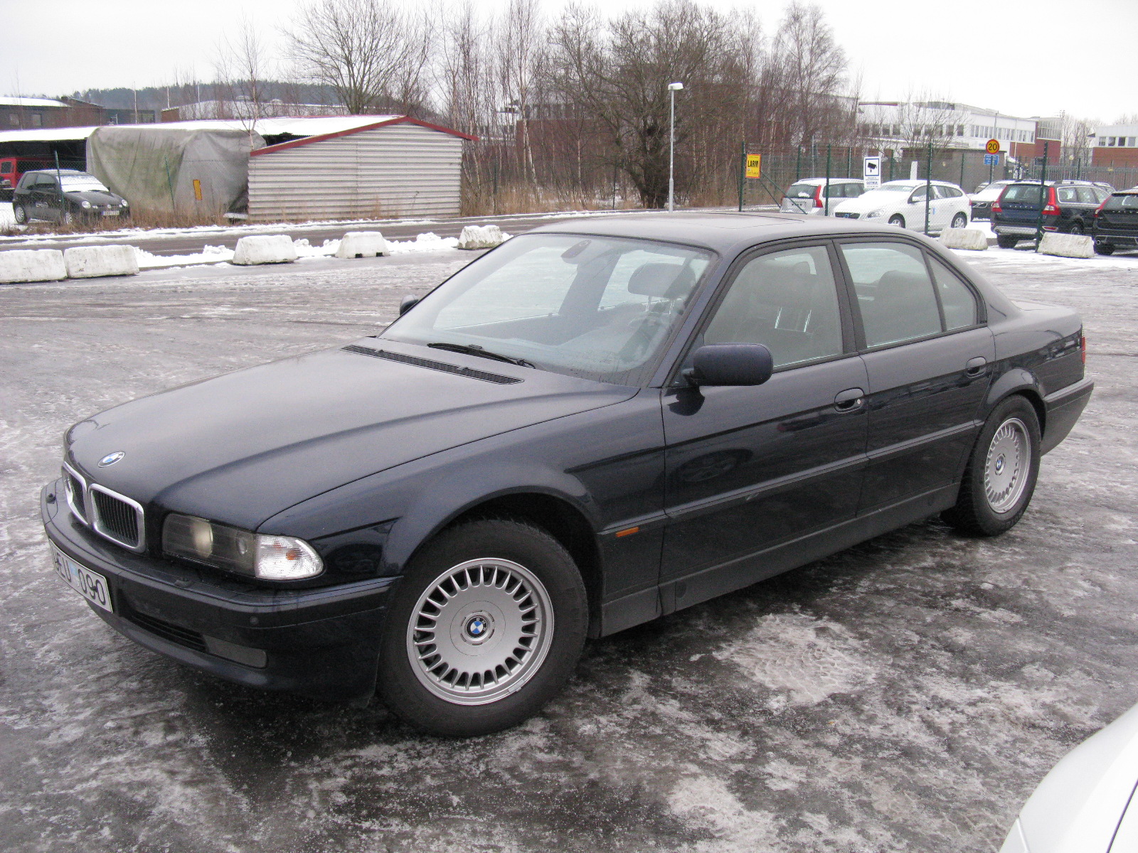 a car is parked in the parking lot