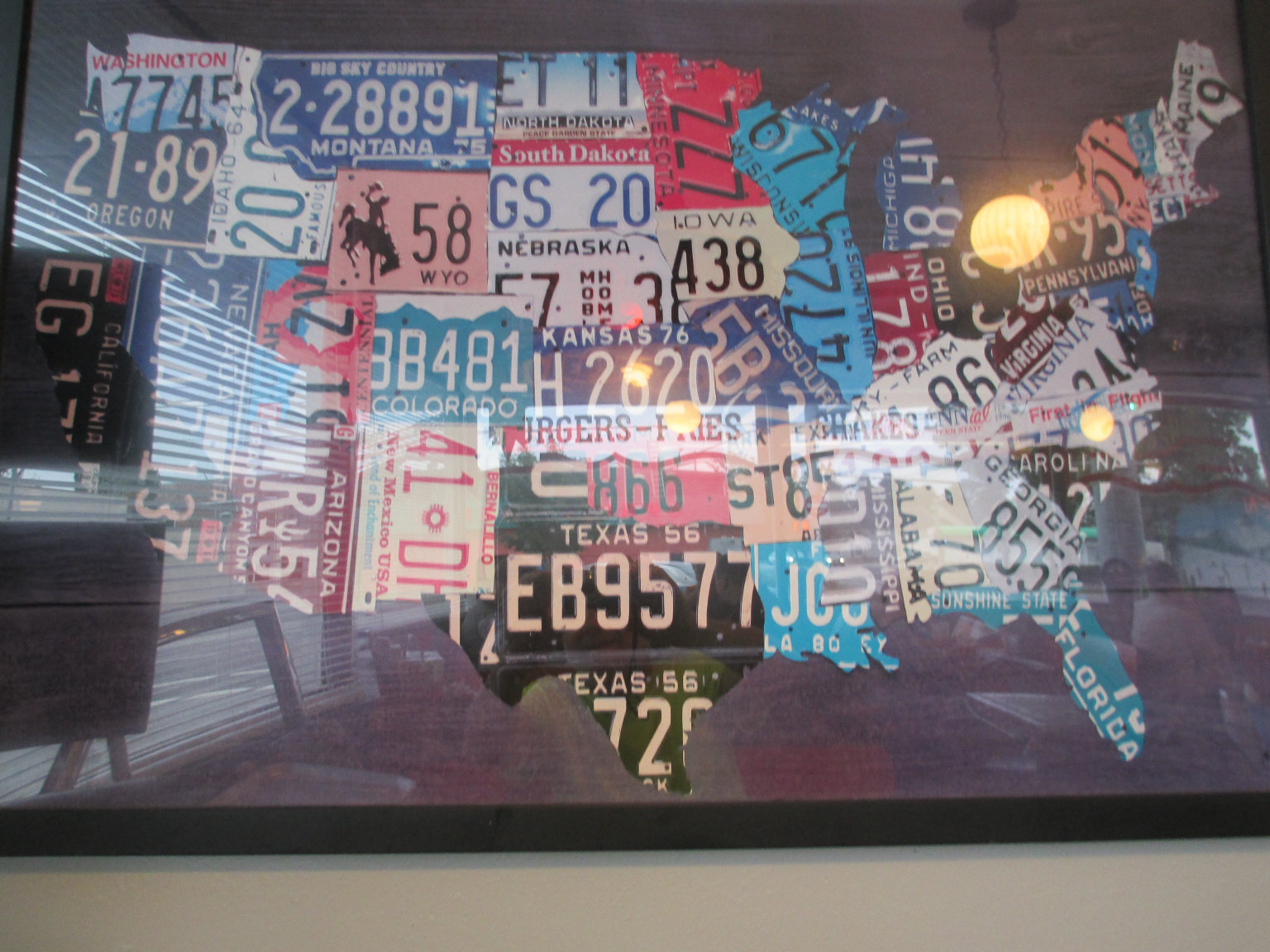 a map made from old license plates