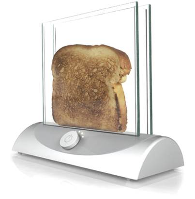 a toaster with some sort of piece of bread in it