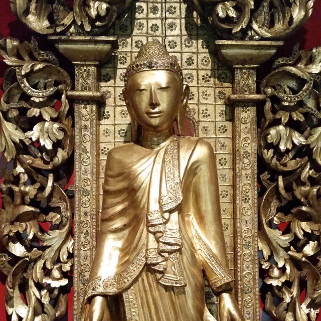 statue made from gold leaf on display at a temple