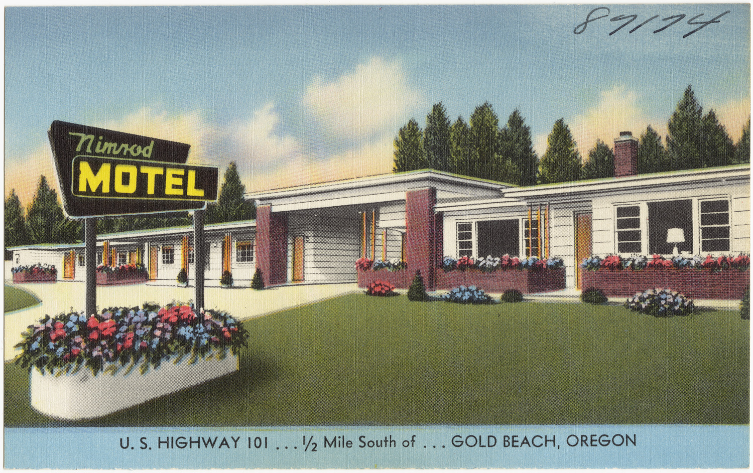 the vintage postcard is of a motel