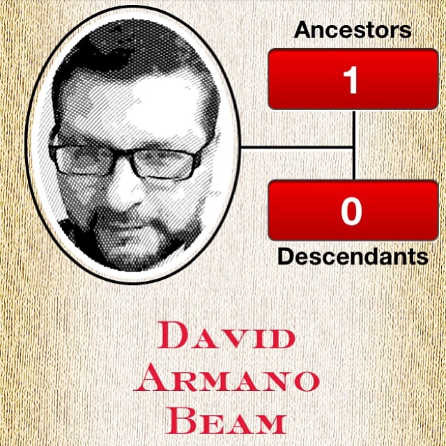 a red label with a picture of david armano beam
