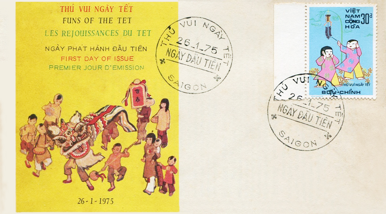 two stamps depicting people on the side of a postcard