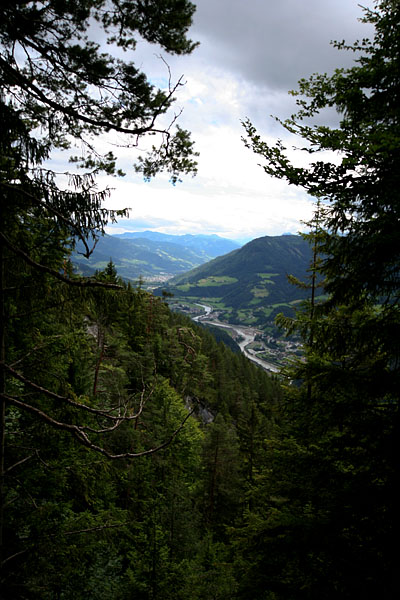 view from the top of the trees looking down on valley and valley below