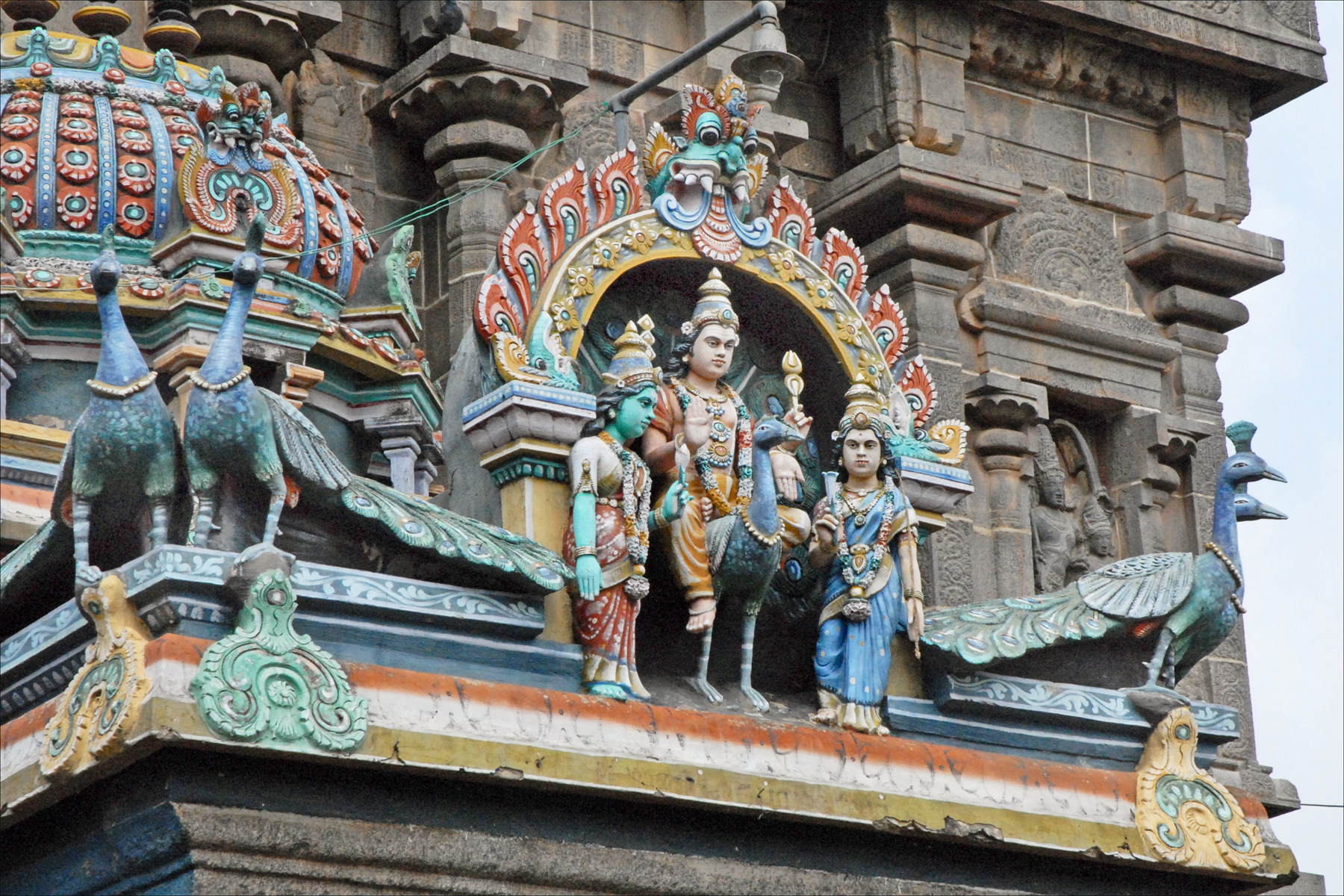 the carvings in the structure are of various deities