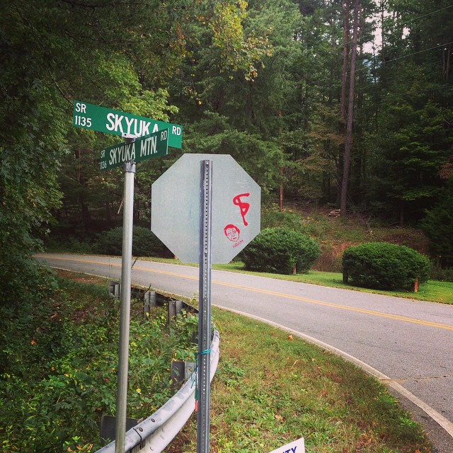 a stop sign with some graffiti on it