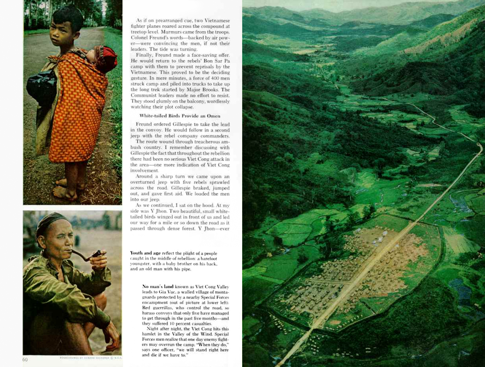 an image of an article in the magazine with mountains and houses