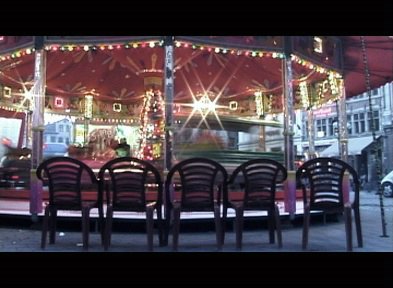 the merry go round at the fair is set up for the guests