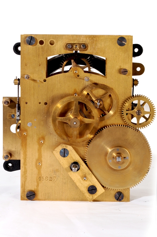 clock with gears showing the time and date