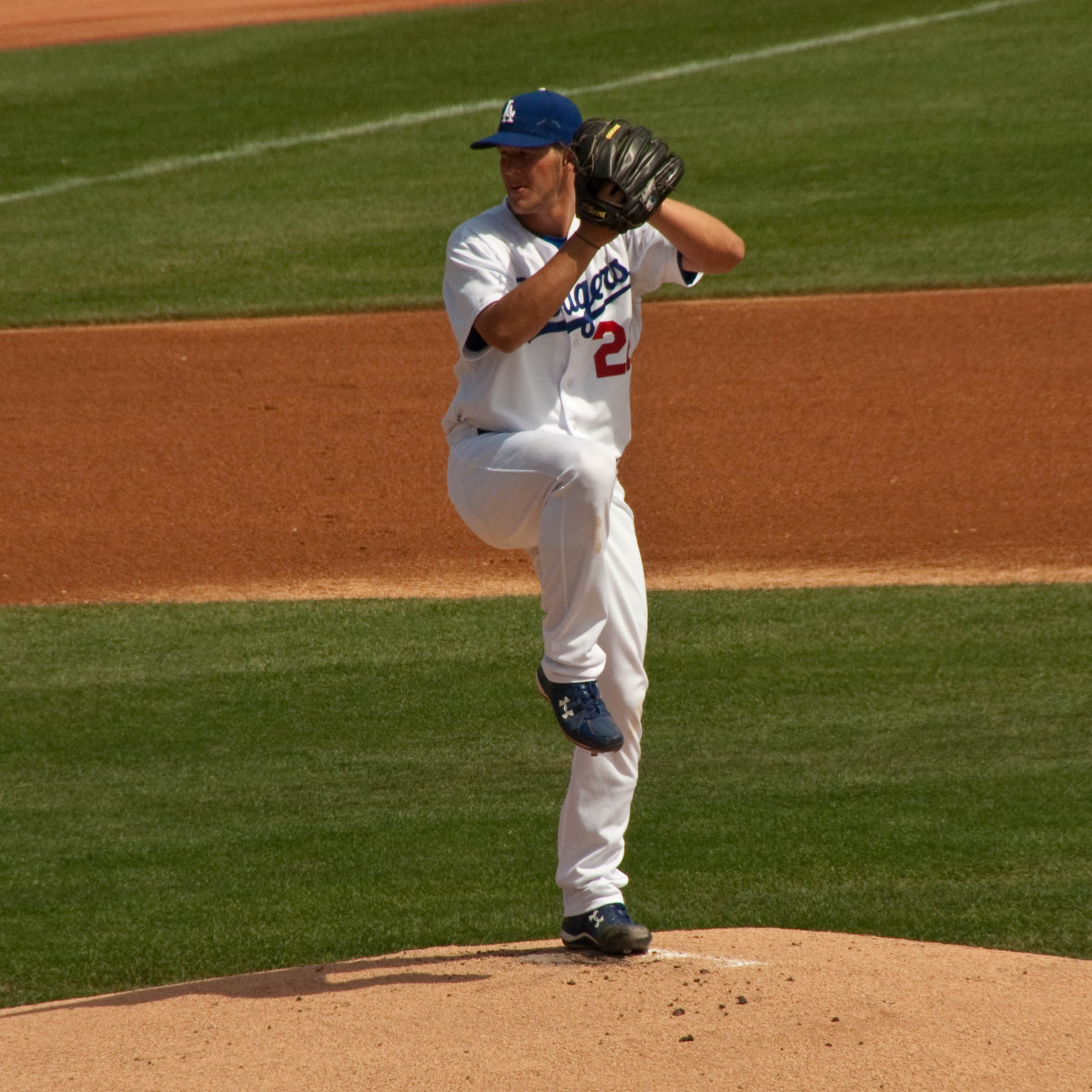 a pitcher about to throw a ball to someone else