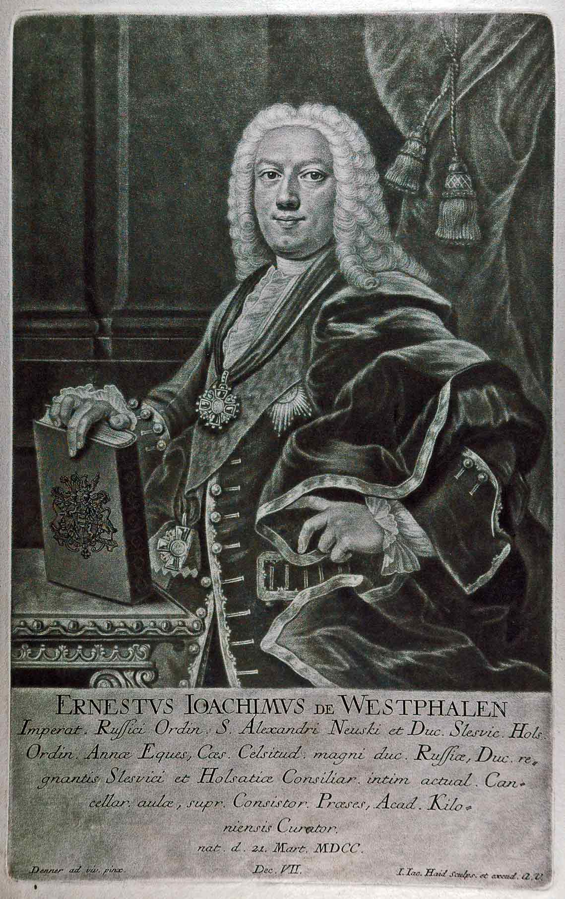 a man in an ornate black and white drawing