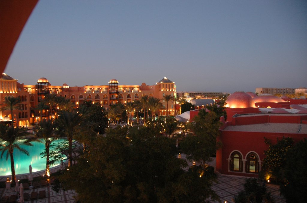 a el and casino are lit up in night