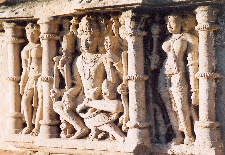 a large stone carving in the shape of a column
