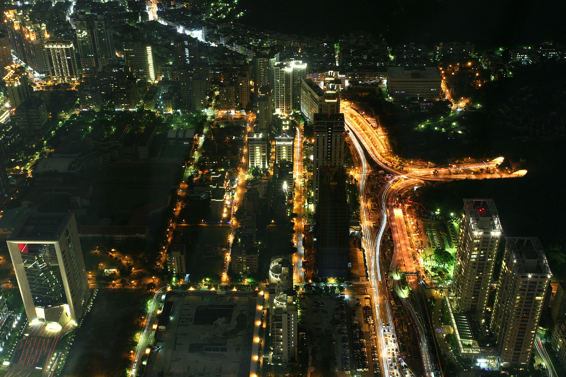 this is an aerial view of the city from high above