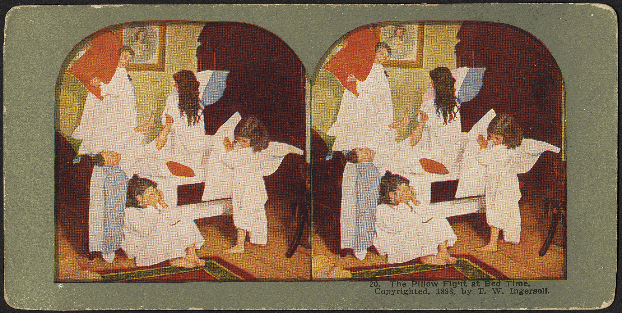 the two pictures show children in robes with their reflection in the mirror