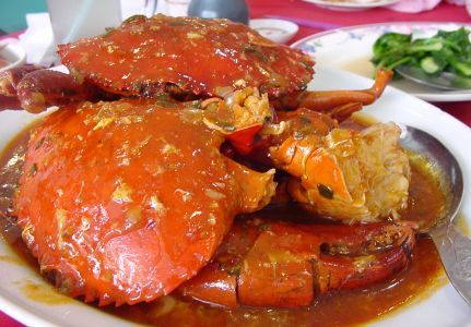 a plate full of crabs on a table