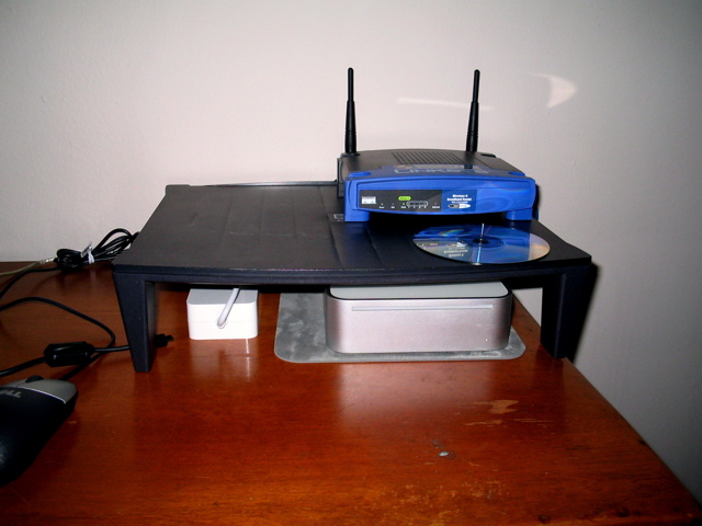 there is a router on top of the desk