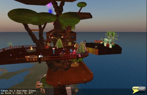 a 3d computer shows a man standing in the sky and on a wooden pier
