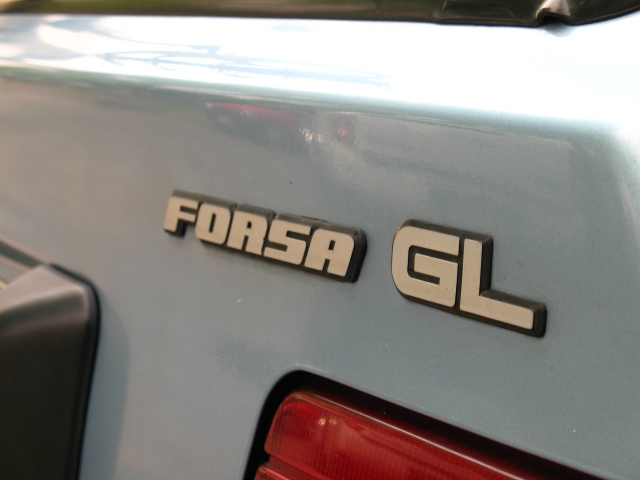 a close up of the emblem of a gray car