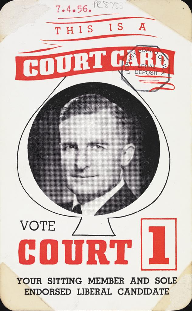an old poster for a court name card