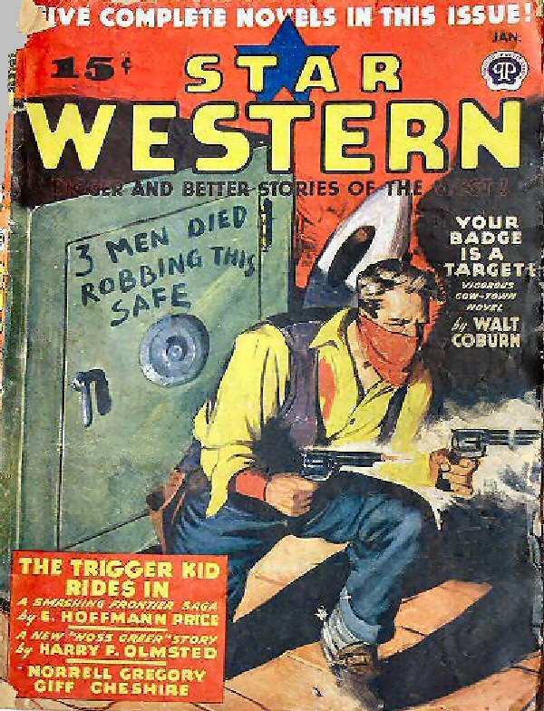 star western magazine cover of an american soldier