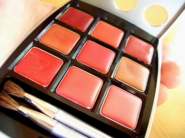 a make - up palette containing makeup, brush and a palette