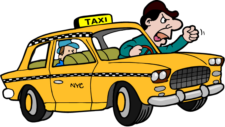 a yellow cab is in the middle of an animated image