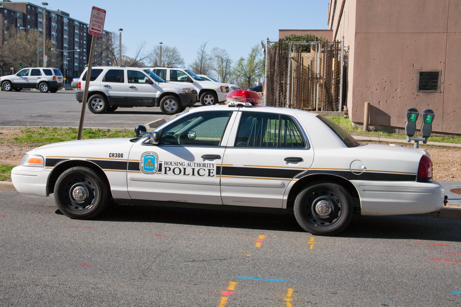 the police car has a light on its hood