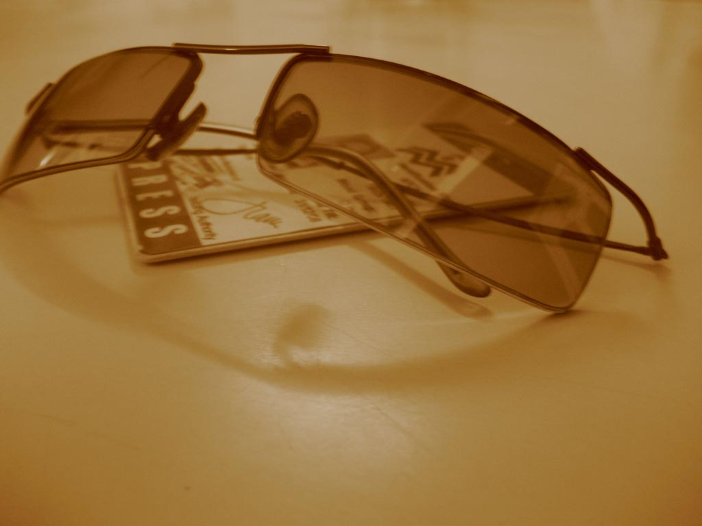 a pair of sunglasses laying on a table