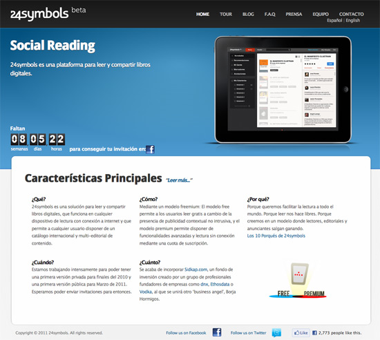 a website page for a social reading company