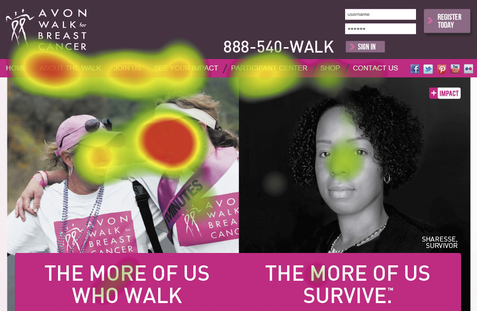 a screen grab of the website for a  cancer survivor