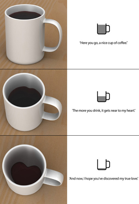 two separate views of a mug containing some liquid