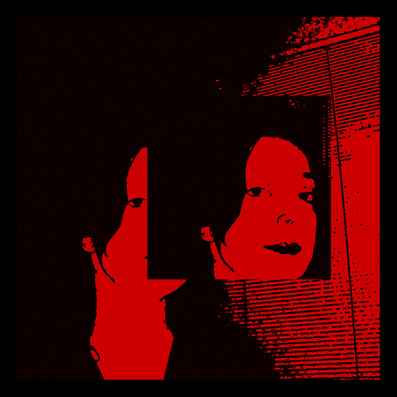 red poster with a lady holding a gun