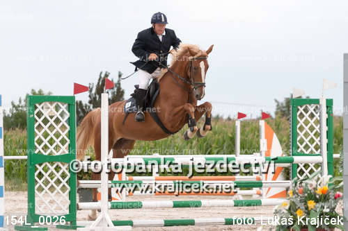 the rider is jumping her horse over an obstacle