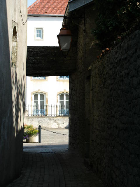the cobblestone streets in front of houses are empty